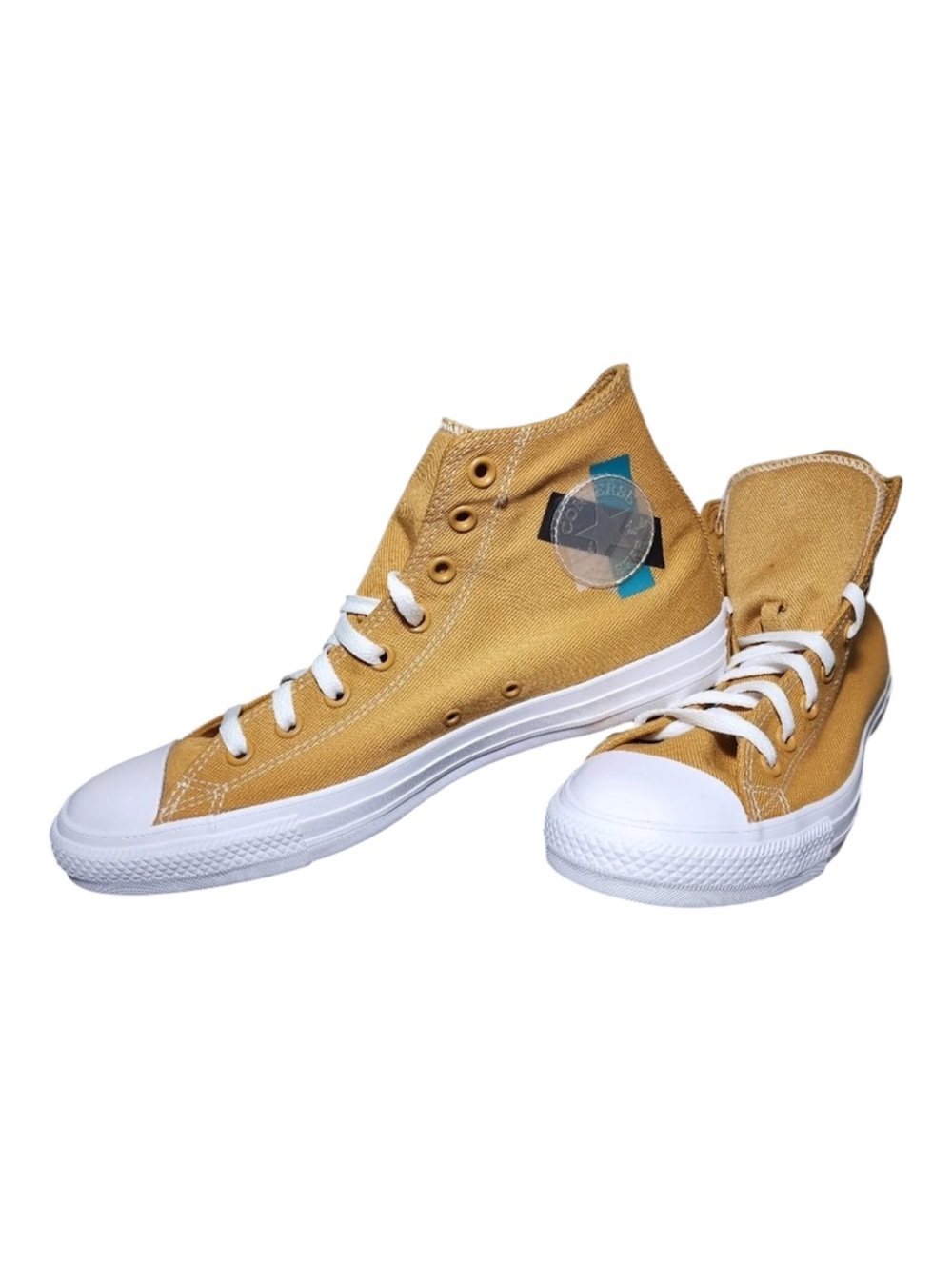 Converse High Top Athletic Shoes in Mustard Yellow and White